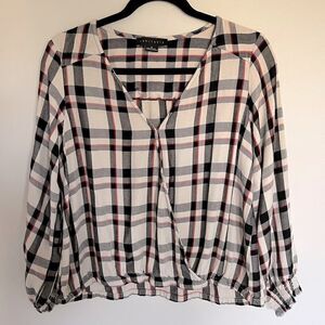*2/$30* Sanctuary size M Cori plaid top with smocked sleeves